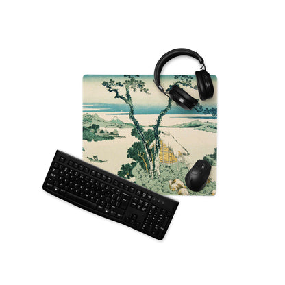 Ukiyo-E Landscape Mouse Pad - Mouse Pad Teal Beige Desk Mat Ukiyo-E Calm Mood Japanese Decor Large Desk Woodblock