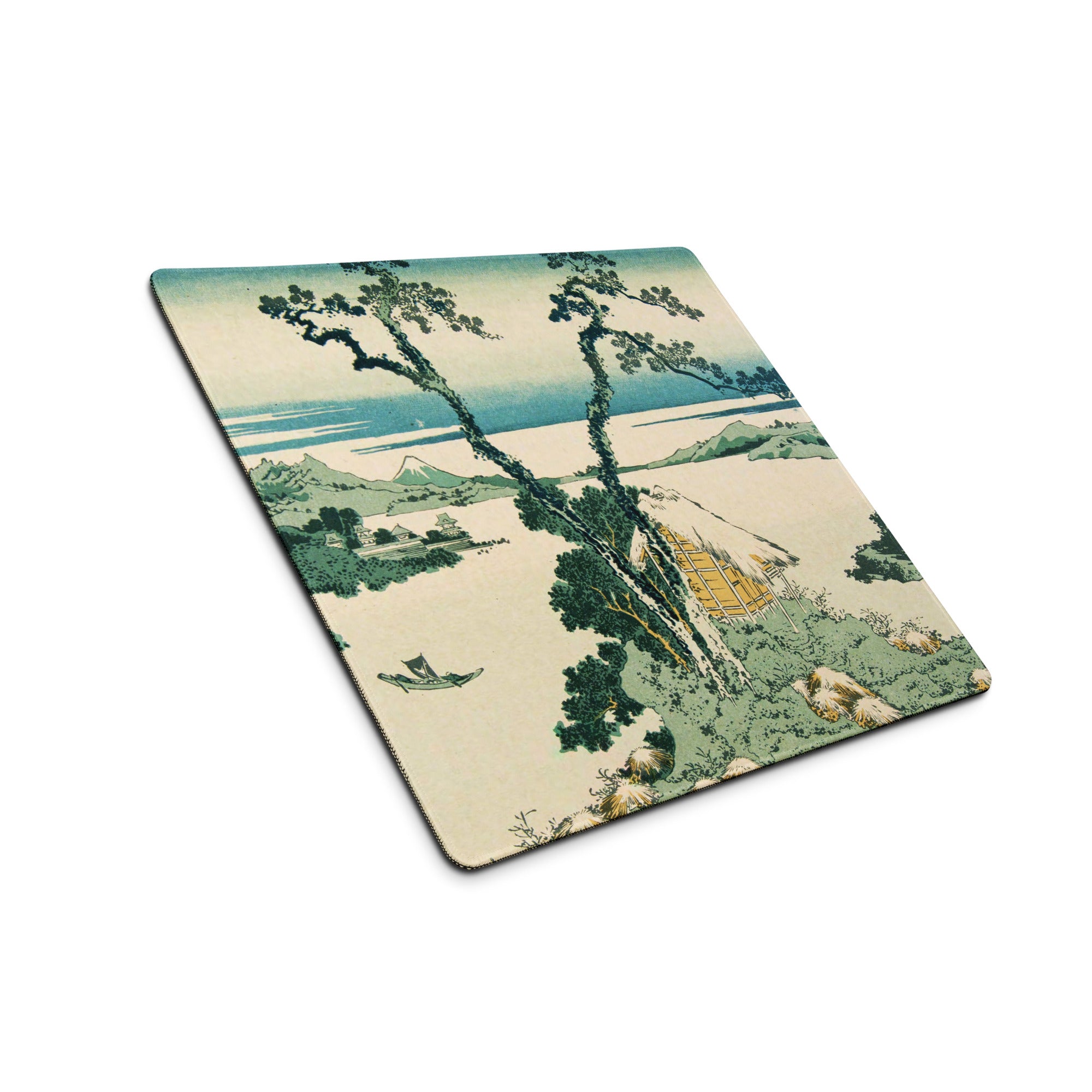 Ukiyo-E Landscape Mouse Pad - Mouse Pad Teal Beige Desk Mat Ukiyo-E Calm Mood Japanese Decor Large Desk Woodblock