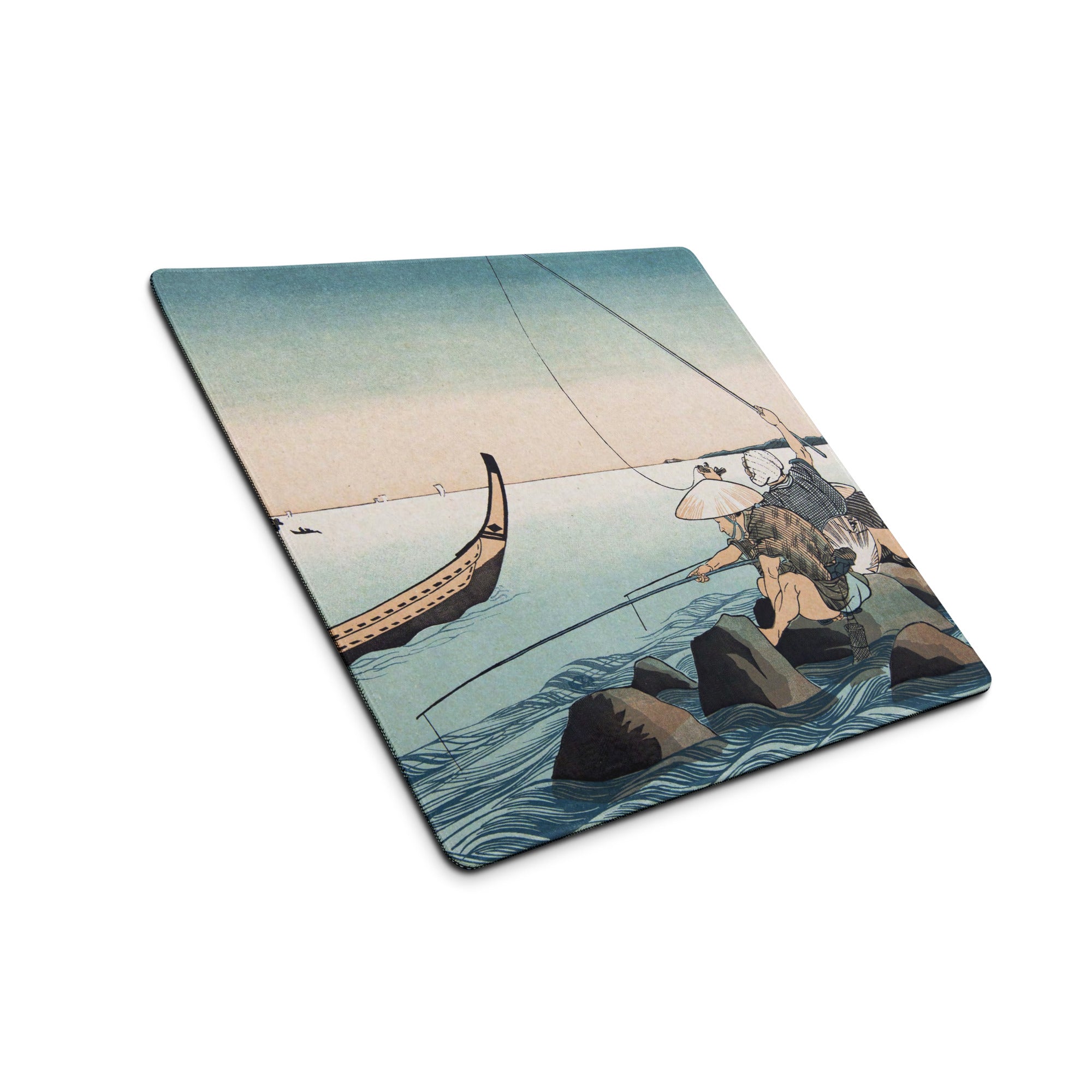 Ukiyoe Ocean Scene Mouse Pad - Mouse Pad Blue Teal Ocean Desk Ukiyoe Calm Mood Vintage Japanese Woodblock