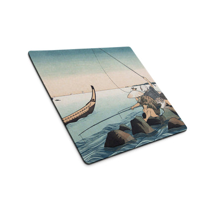 Ukiyoe Ocean Scene Mouse Pad - Mouse Pad Blue Teal Ocean Desk Ukiyoe Calm Mood Vintage Japanese Woodblock