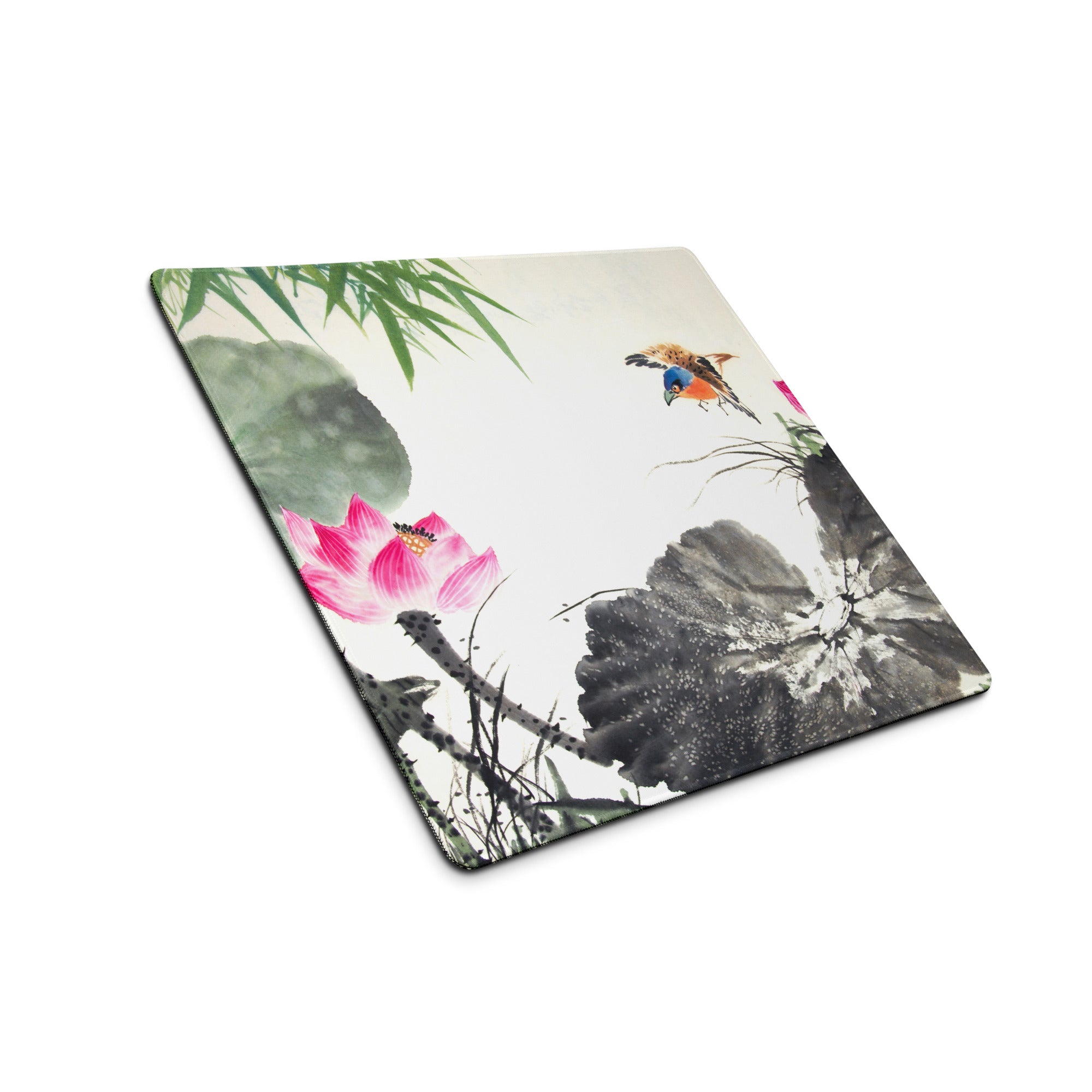 Floral Crane Watercolor Mouse Pad - Mouse Pad Floral Blue Pink Green Desk Watercolor Calm Zen Aesthetic Desktop Gaming