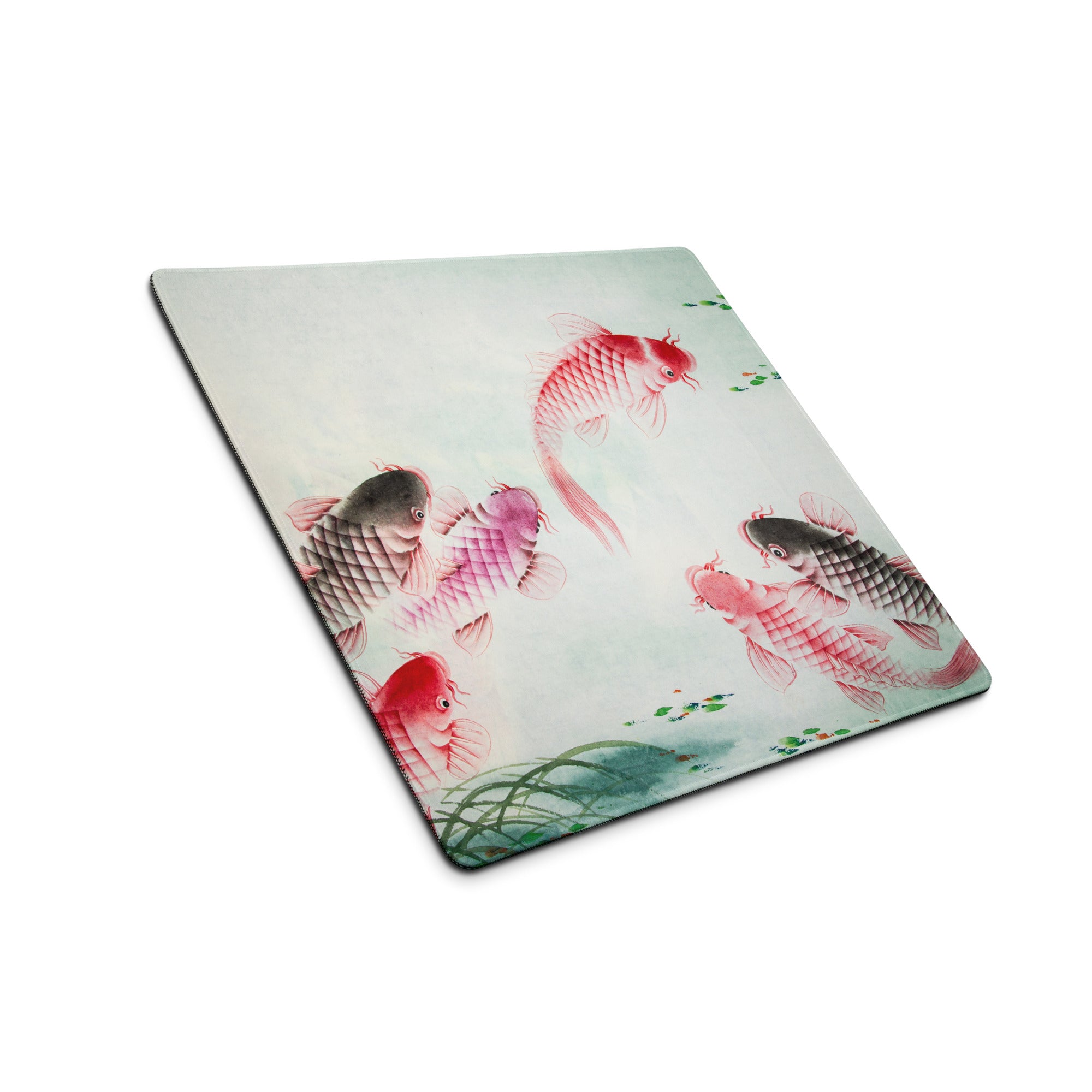 Koi Fish Large Gaming Mouse Pad - Koi Fish Pink Red Desk Pad Watercolor - Serene Mood Decor Koi Art