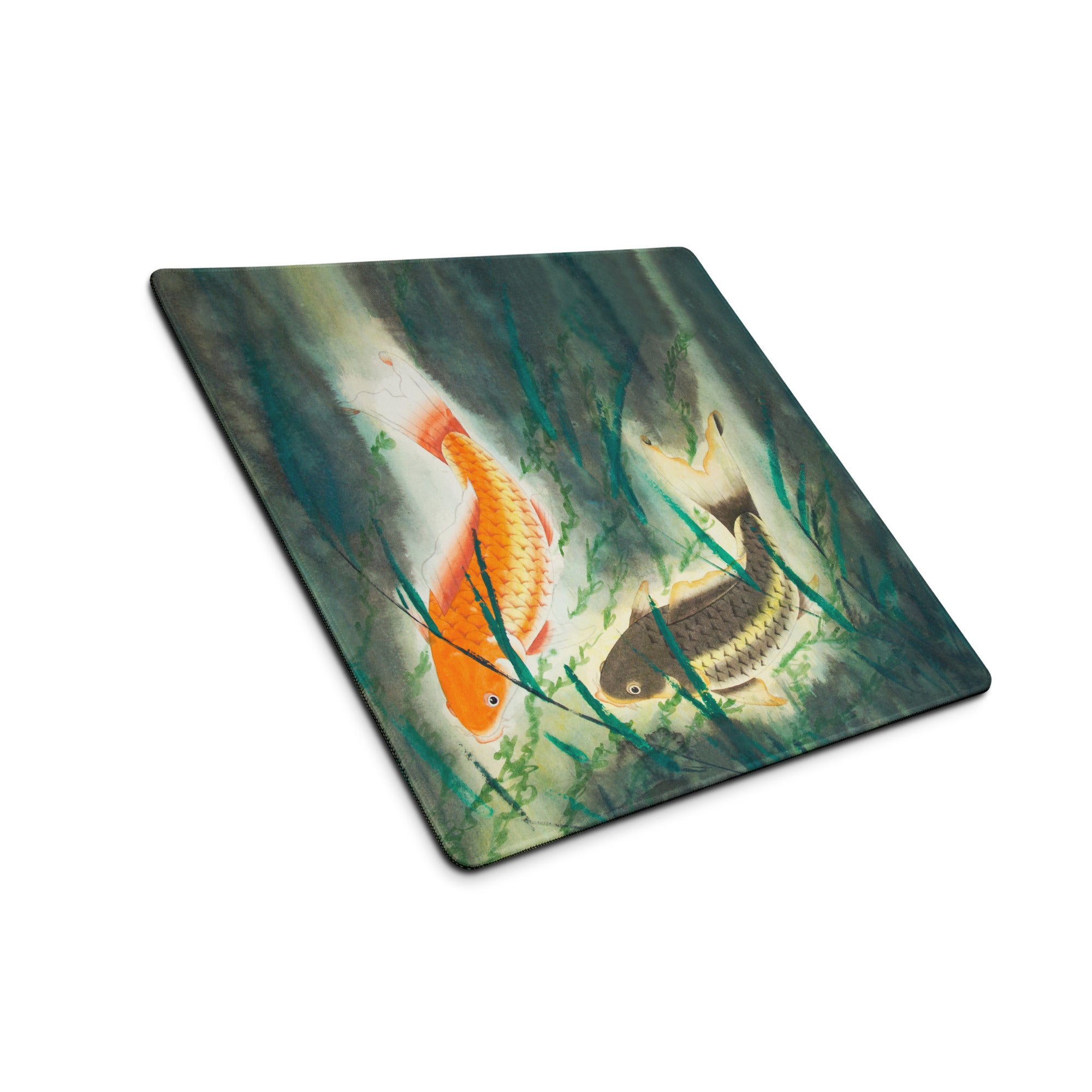 Koi Watercolor Desk Mouse Pad - Koi Orange Blue Watercolor Desk Mouse Pad Gamer Pad Office Decor Watercolor Artwork