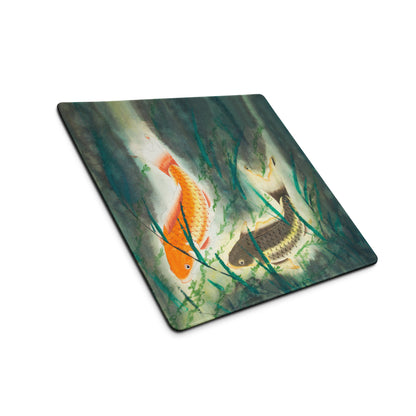 Koi Watercolor Desk Mouse Pad - Koi Orange Blue Watercolor Desk Mouse Pad Gamer Pad Office Decor Watercolor Artwork
