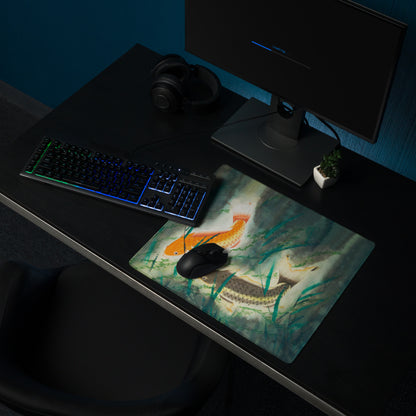 Koi Watercolor Desk Mouse Pad - Koi Orange Blue Watercolor Desk Mouse Pad Gamer Pad Office Decor Watercolor Artwork