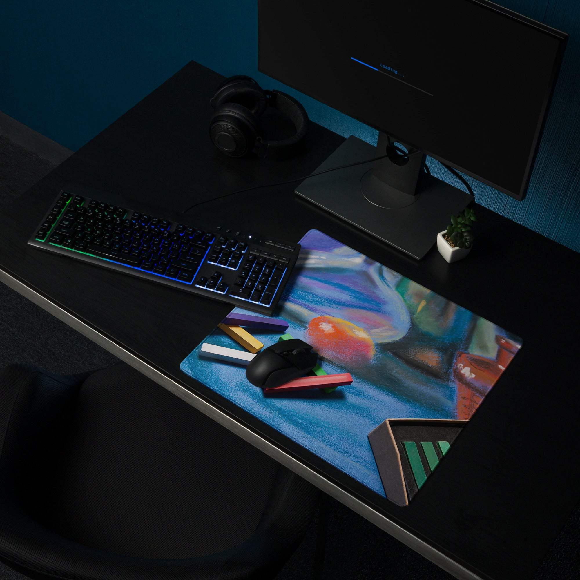 Vivid Abstract Art Mouse Pad For Desk - Abstract Art Blue Multicolor Desk Modern Vibrant Mood Modern Desk Gaming Print