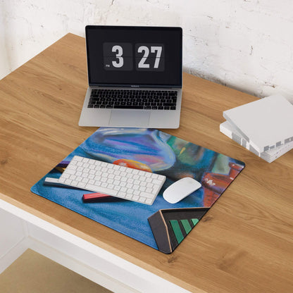 Vivid Abstract Art Mouse Pad For Desk - Abstract Art Blue Multicolor Desk Modern Vibrant Mood Modern Desk Gaming Print