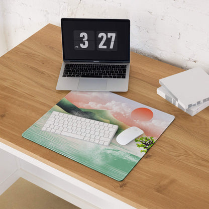 Pastel Sunset Landscape Desk Mat - Landscape Mouse Pad Pastel Sunset Office Minimal Mood Calm Modern Zen Mat Digital