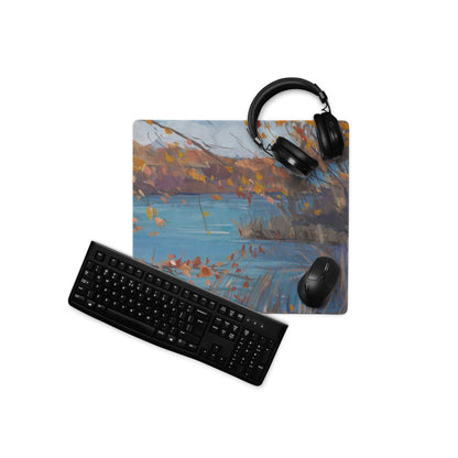 Autumn Landscape Mouse Pad - Landscape Mouse Pad Blue Orange Gaming Impressionist Calm Mood Modern Desk Accessory Oil