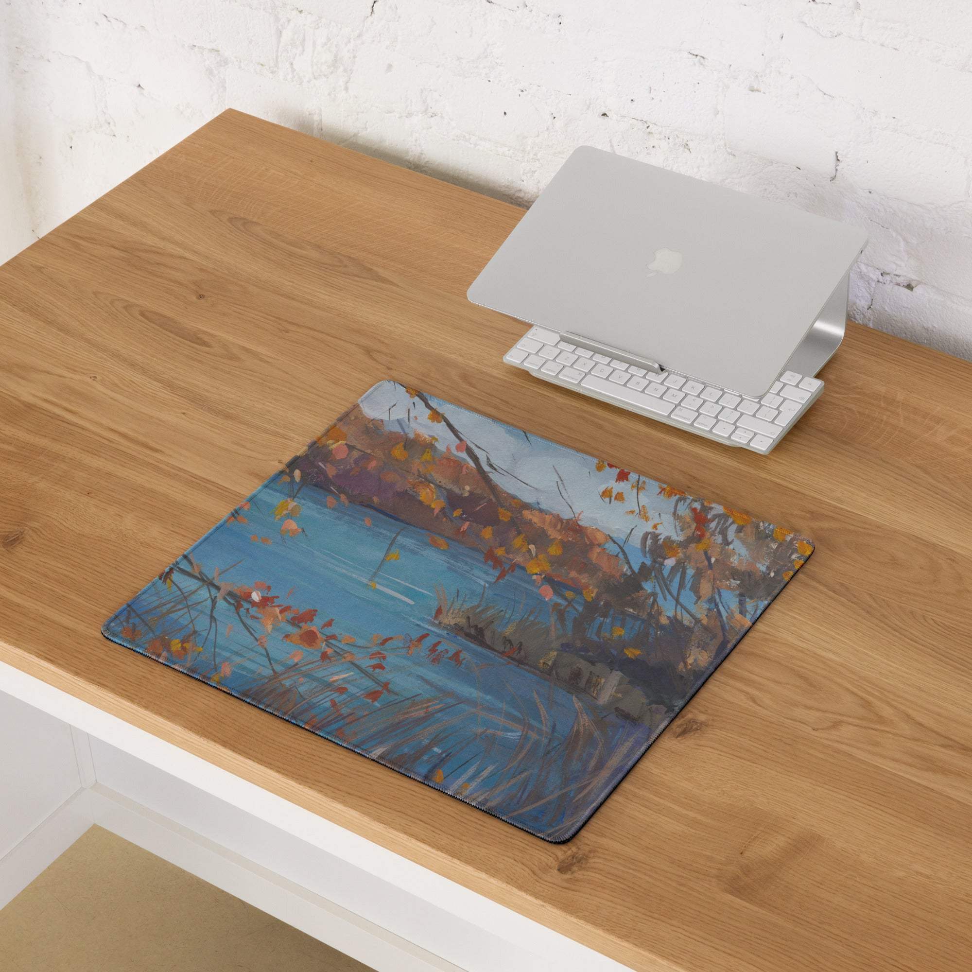 Autumn Landscape Mouse Pad - Landscape Mouse Pad Blue Orange Gaming Impressionist Calm Mood Modern Desk Accessory Oil