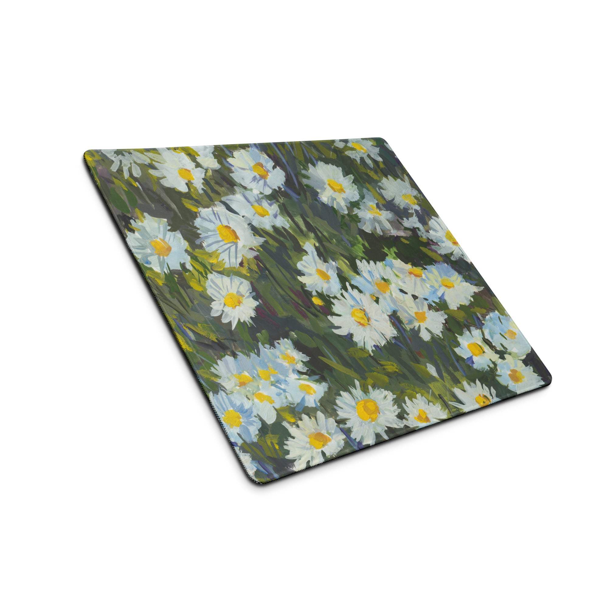 Floral Daisy Field Gaming Mouse Pad - Gaming Mouse Pad White Yellow Blue Green Impressionist Calm Mood Modern Desk Decor