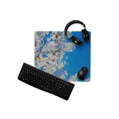 Vivid Abstract Blue Gaming Mouse Pad - Abstract Blue Modern Mouse Pad Desk Vibrant Mood Textured Contemporary Decor
