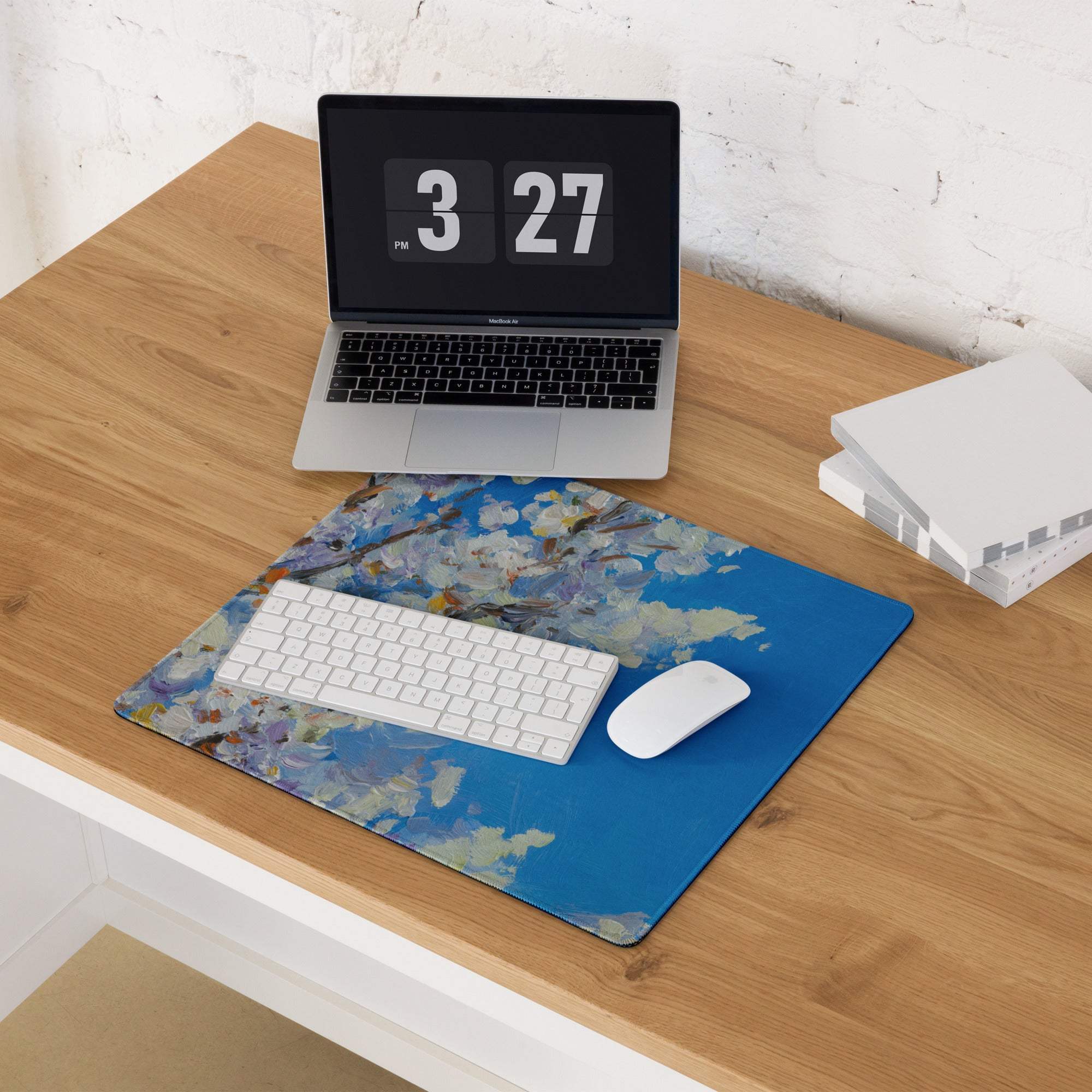 Vivid Abstract Blue Gaming Mouse Pad - Abstract Blue Modern Mouse Pad Desk Vibrant Mood Textured Contemporary Decor