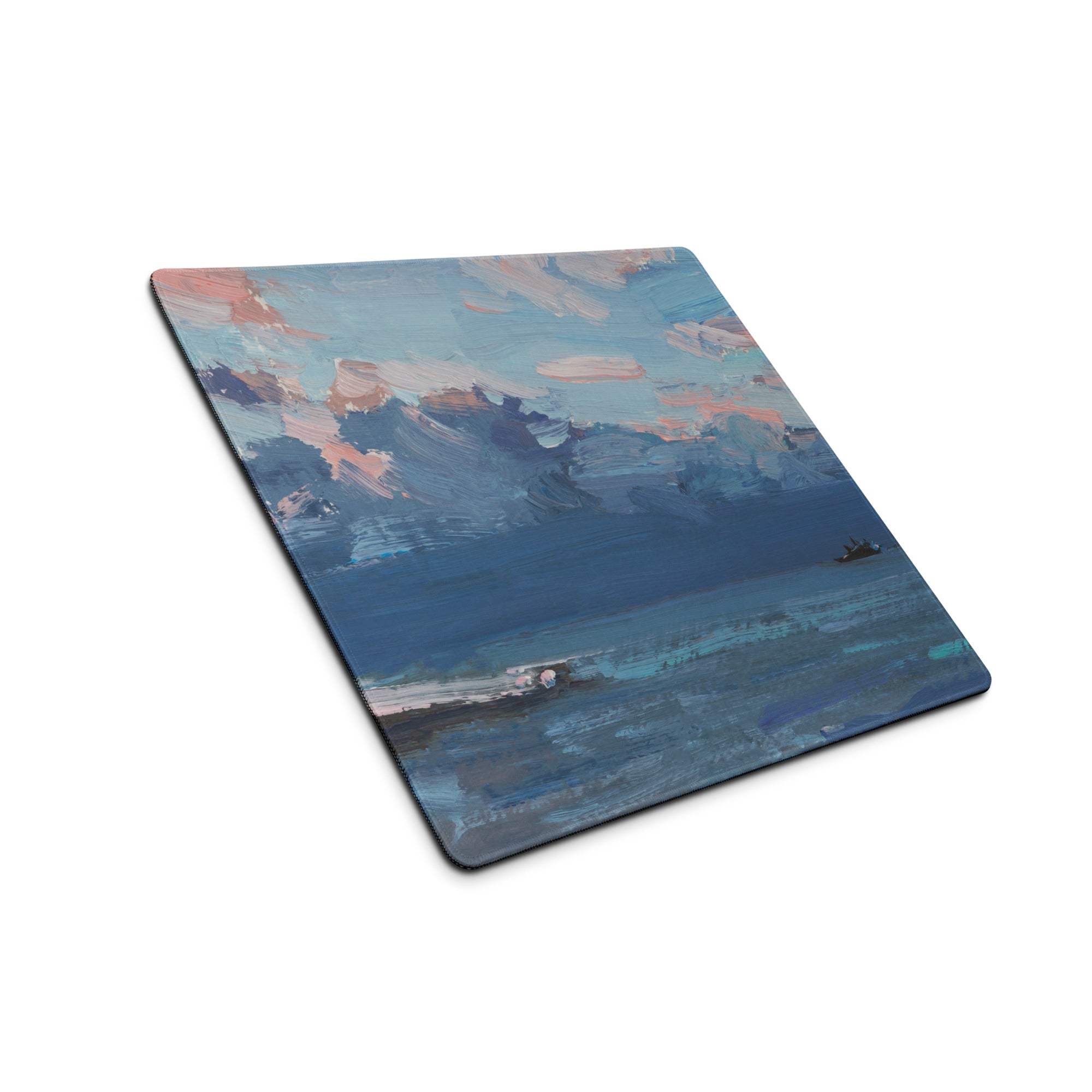 Oceanic Seascape Mouse Pad - Seascape Blues Teal Pink Desk Calm Minimalist Modern Desk Mat Oil Painting