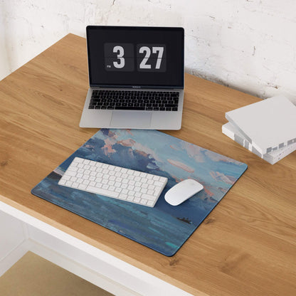 Oceanic Seascape Mouse Pad - Seascape Blues Teal Pink Desk Calm Minimalist Modern Desk Mat Oil Painting