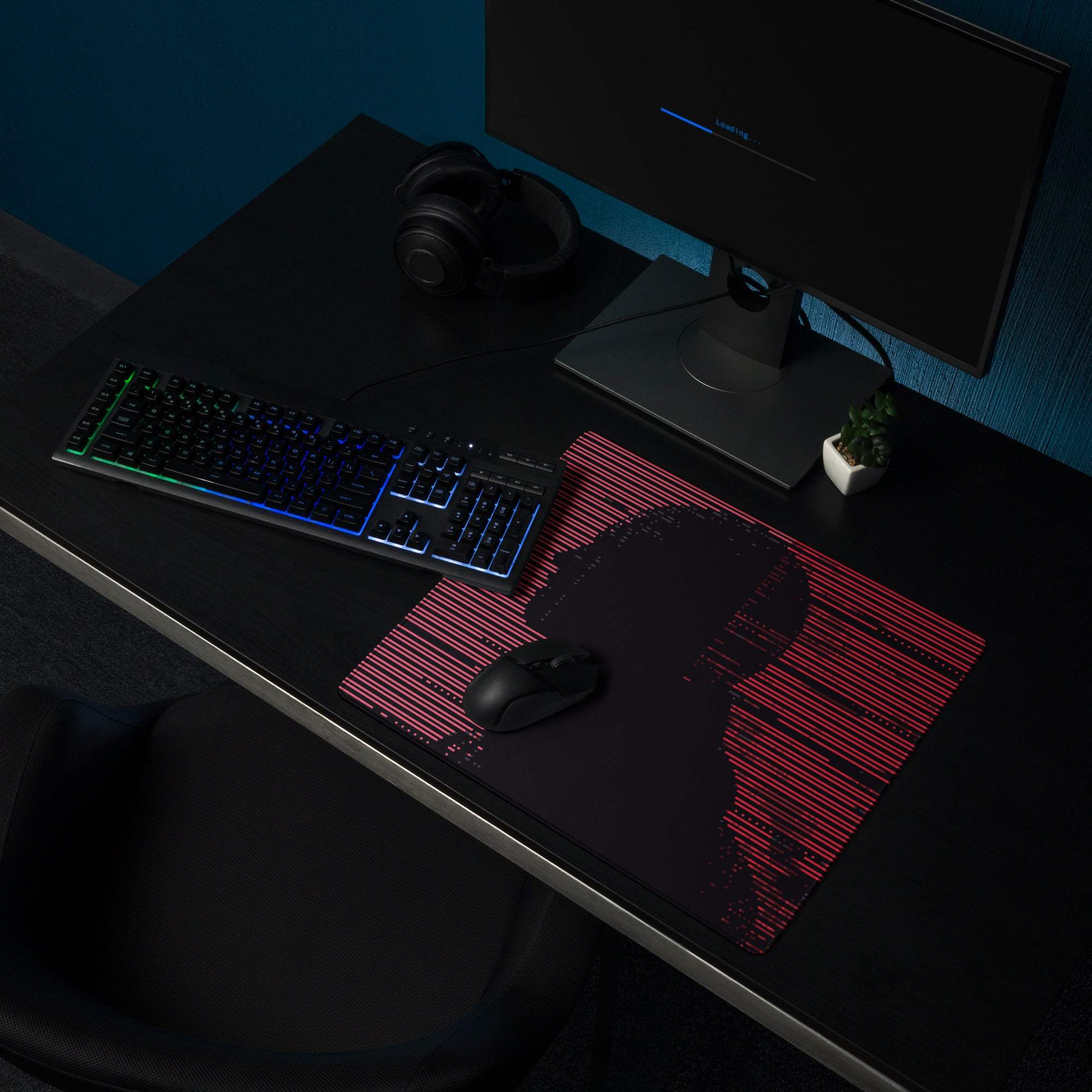 Crimson Pixel Pro Gaming Mouse Pad - Gaming Mouse Pad Red Black Desktop Setup Glitch Art Bold Cyberpunk Dota 2 CSGO