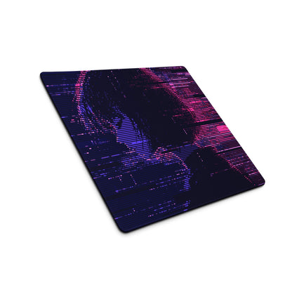 Neon Glitch Gaming Mouse Pad - Gaming Mouse Pad Purple Pink Blue for Desk Modern Glitch Art Neon Mood Esports Decor