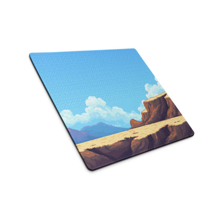 Pixel Desert Sky Gaming Pad - Desert Canyon Blue Sky Gaming Pixel Art Vibrant Mood Retro Decor Desktop Mat Digital Art