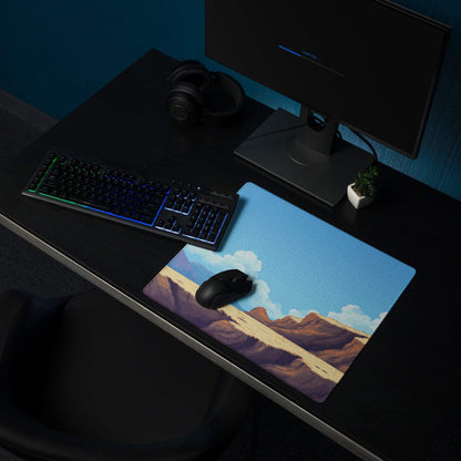 Pixel Desert Sky Gaming Pad - Desert Canyon Blue Sky Gaming Pixel Art Vibrant Mood Retro Decor Desktop Mat Digital Art