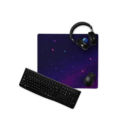 Cosmic Night Space Mouse Pad - Space Theme Purple Blue Desk Pad Retro Moody Futuristic Desk Accessory Pixel Art