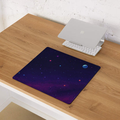 Cosmic Night Space Mouse Pad - Space Theme Purple Blue Desk Pad Retro Moody Futuristic Desk Accessory Pixel Art