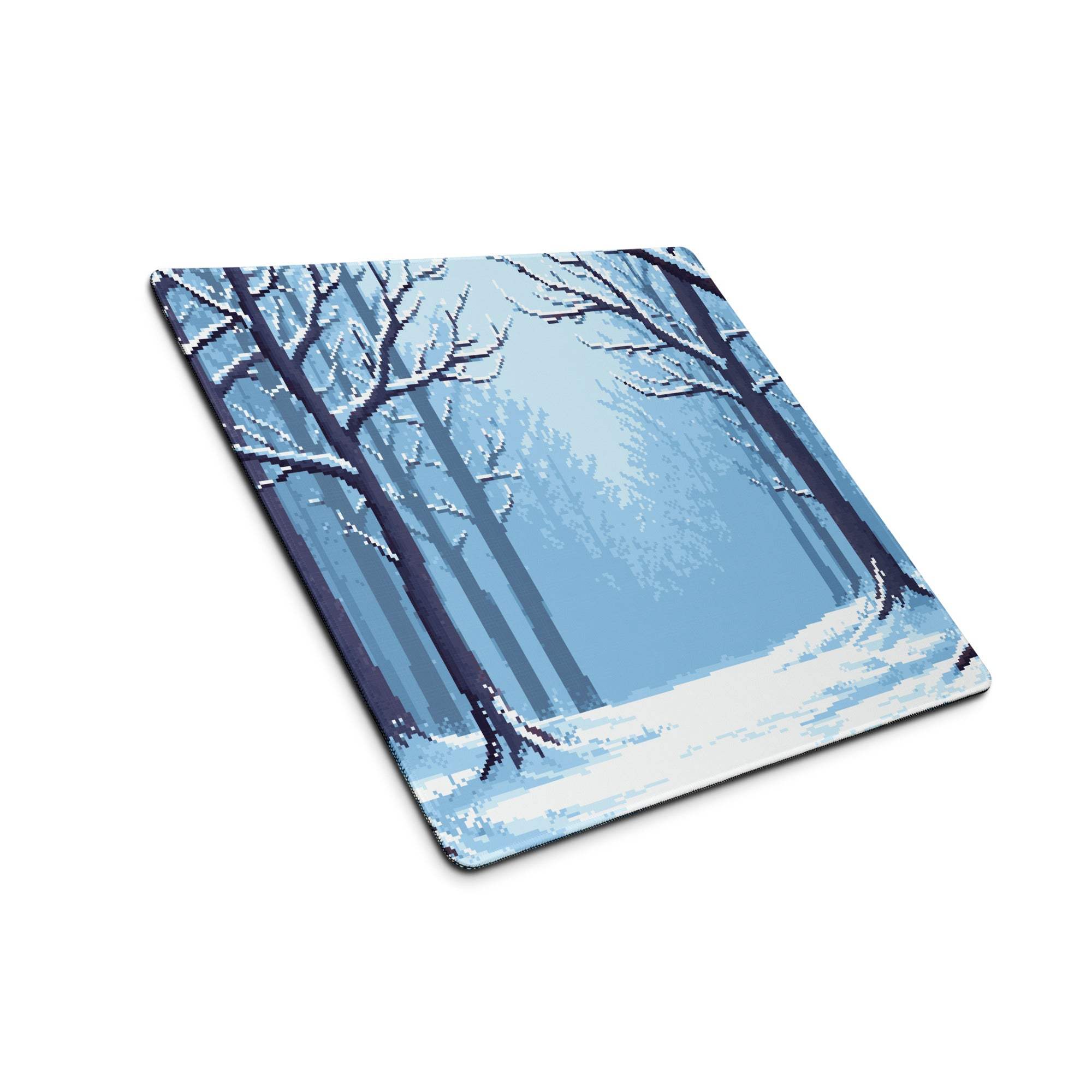 Winter Forest Pixel Art Mouse Pad - Winter Forest Blue Desk Pixel Art Calm Winter Mood Nordic Office Decor Pixel Artwork