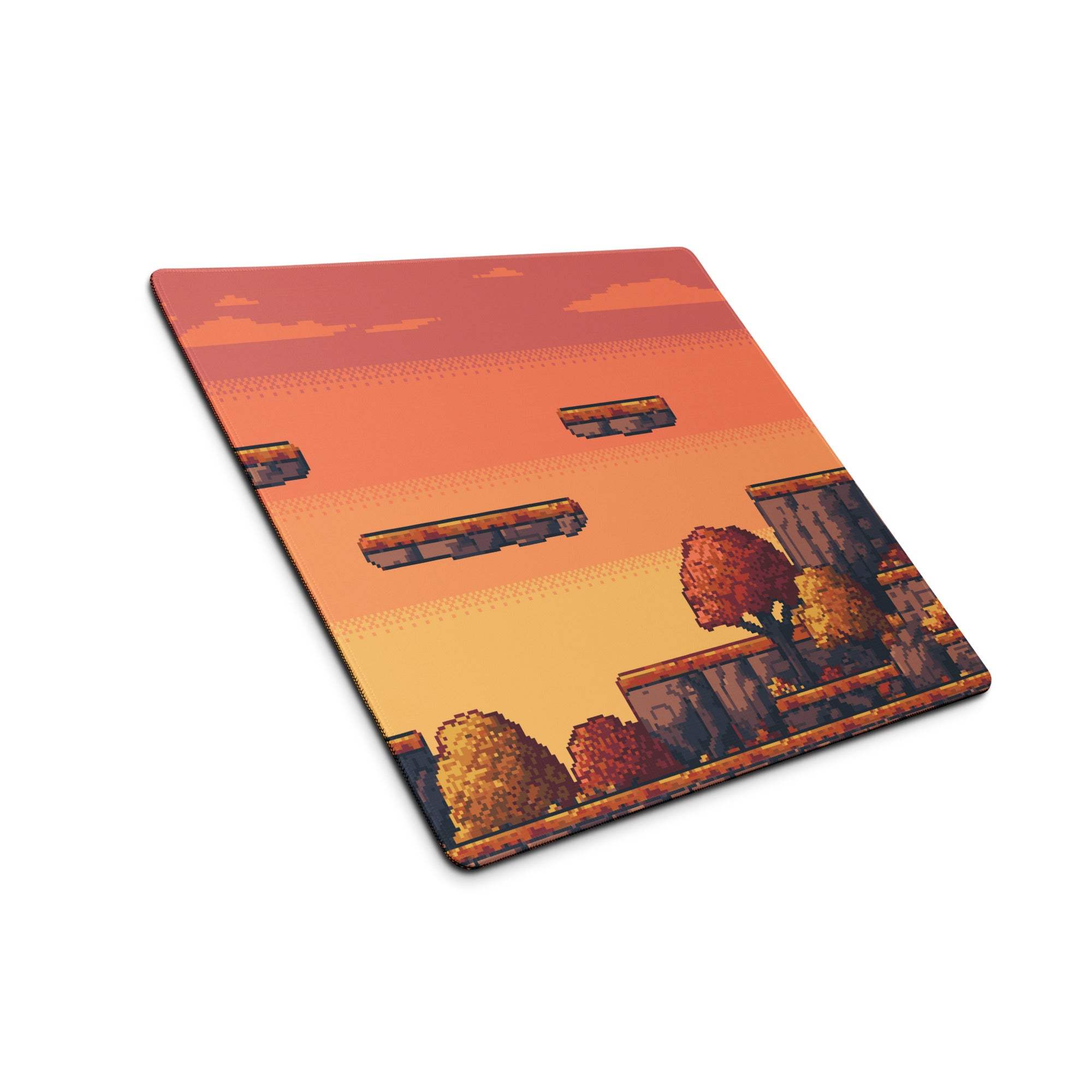Pixel Oasis Desert Battle Mat - Gaming Mouse Pad Orange Sunset Pixel Art - Nostalgic Mood Arcade Decor Desk Pad Digital