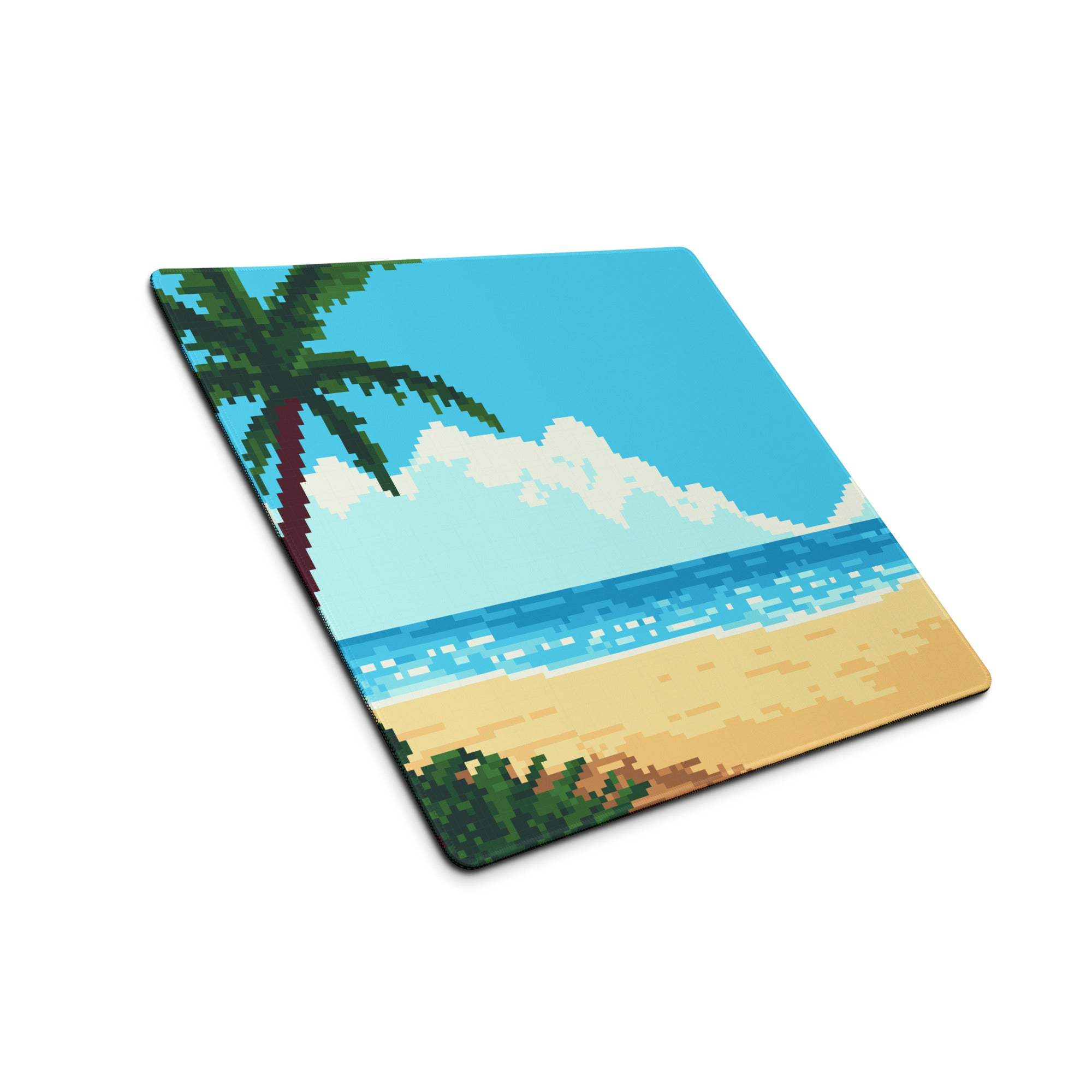 Tropical Pixel Beach Mouse Pad - Gaming Mouse Pad Blue Ocean Teal Sand Desk Pixel Art Vibrant Mood Coastal Decor Digital