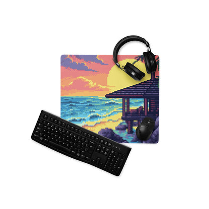 Pixel Sunset Beach Gaming Pad - Beach Sunset Pixel Art Pink Purple Orange Yellow Gaming Pad Mood Vibrant Modern Digital