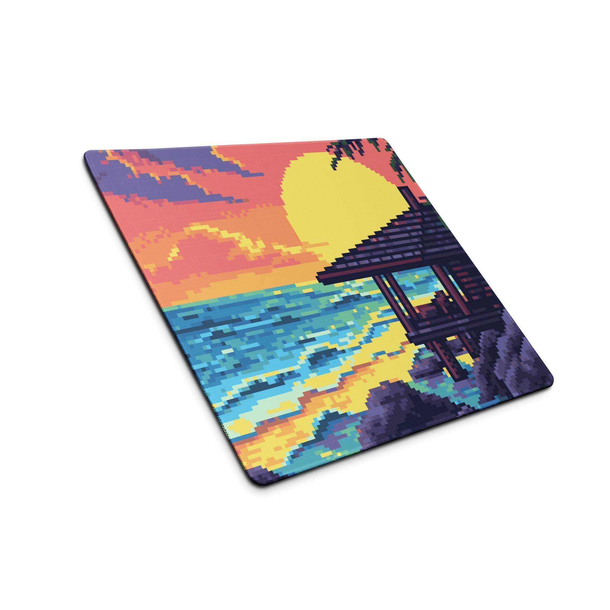 Pixel Sunset Beach Gaming Pad - Beach Sunset Pixel Art Pink Purple Orange Yellow Gaming Pad Mood Vibrant Modern Digital