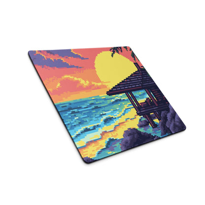 Pixel Sunset Beach Gaming Pad - Beach Sunset Pixel Art Pink Purple Orange Yellow Gaming Pad Mood Vibrant Modern Digital