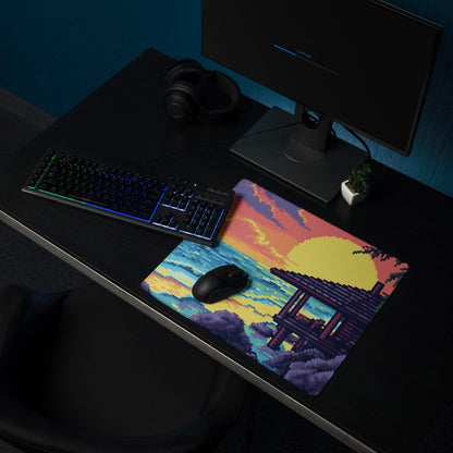 Pixel Sunset Beach Gaming Pad - Beach Sunset Pixel Art Pink Purple Orange Yellow Gaming Pad Mood Vibrant Modern Digital
