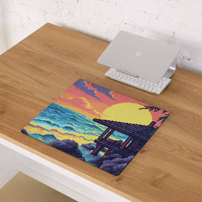 Pixel Sunset Beach Gaming Pad - Beach Sunset Pixel Art Pink Purple Orange Yellow Gaming Pad Mood Vibrant Modern Digital