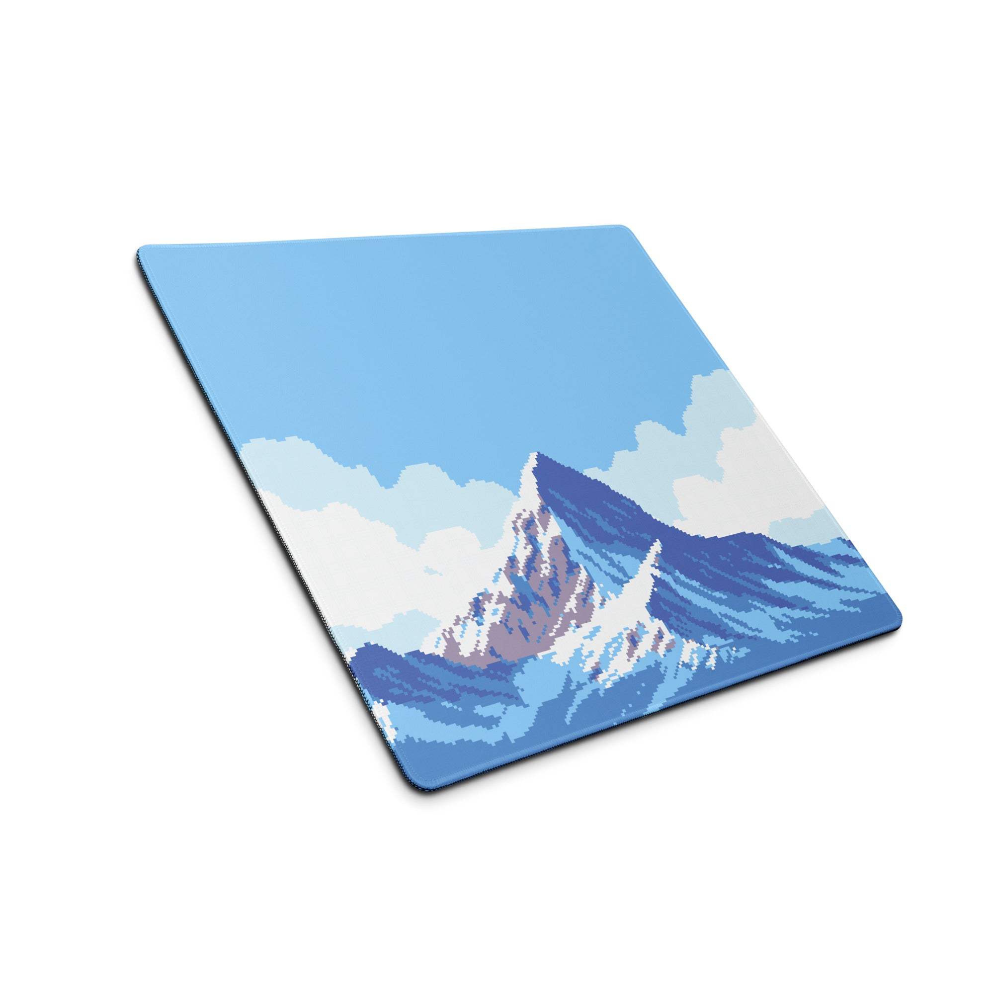Mountainside Pixel Gaming Mouse Pad - Mountain Blue White Gaming Pixel Art Epic Modern Gaming Desk Mat Pixel Art