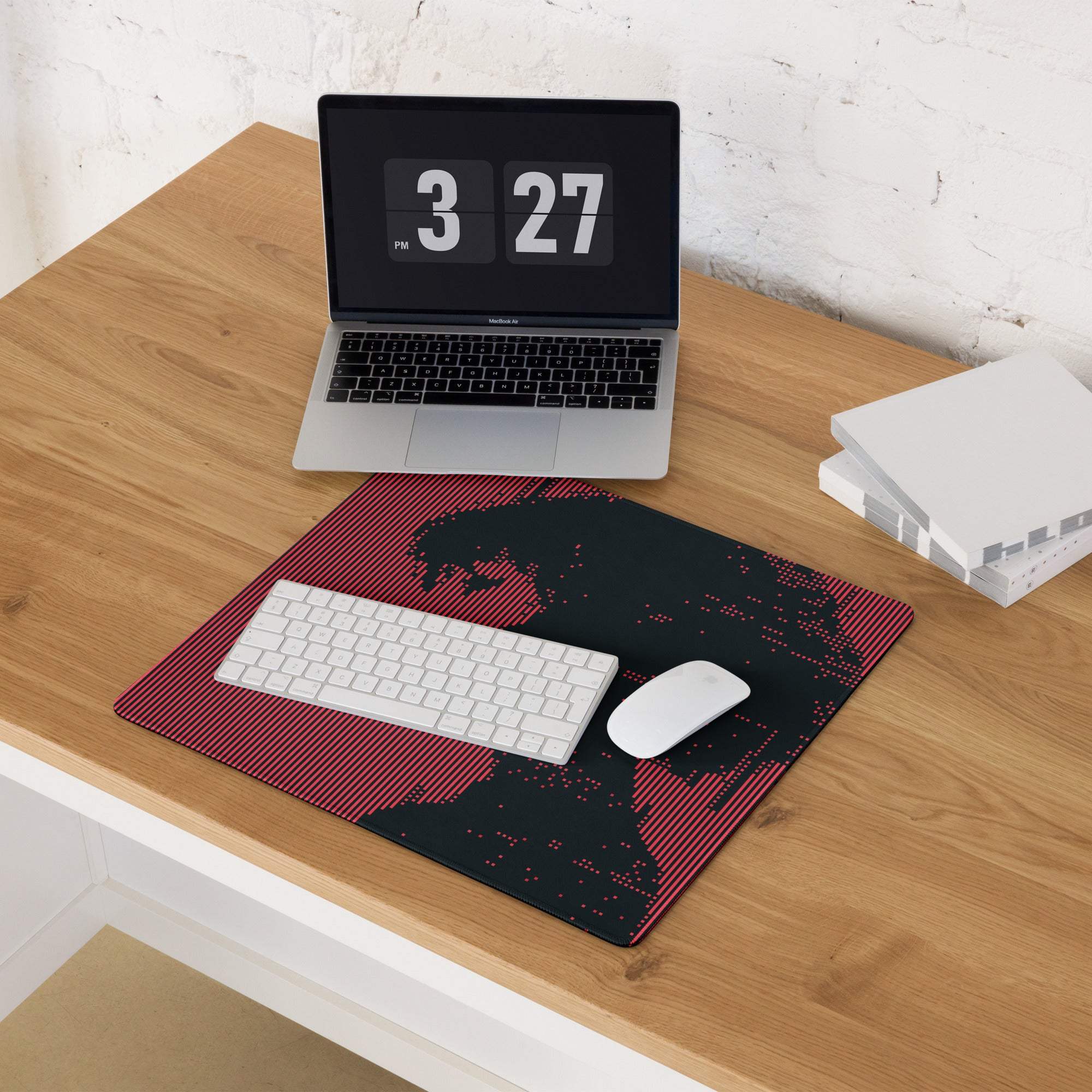 Crimson Stripes Gaming Mouse Pad - Gaming Pad Red Black Desktop Modern Mood Sleek Desk Minimalist Non Slip Digital Print