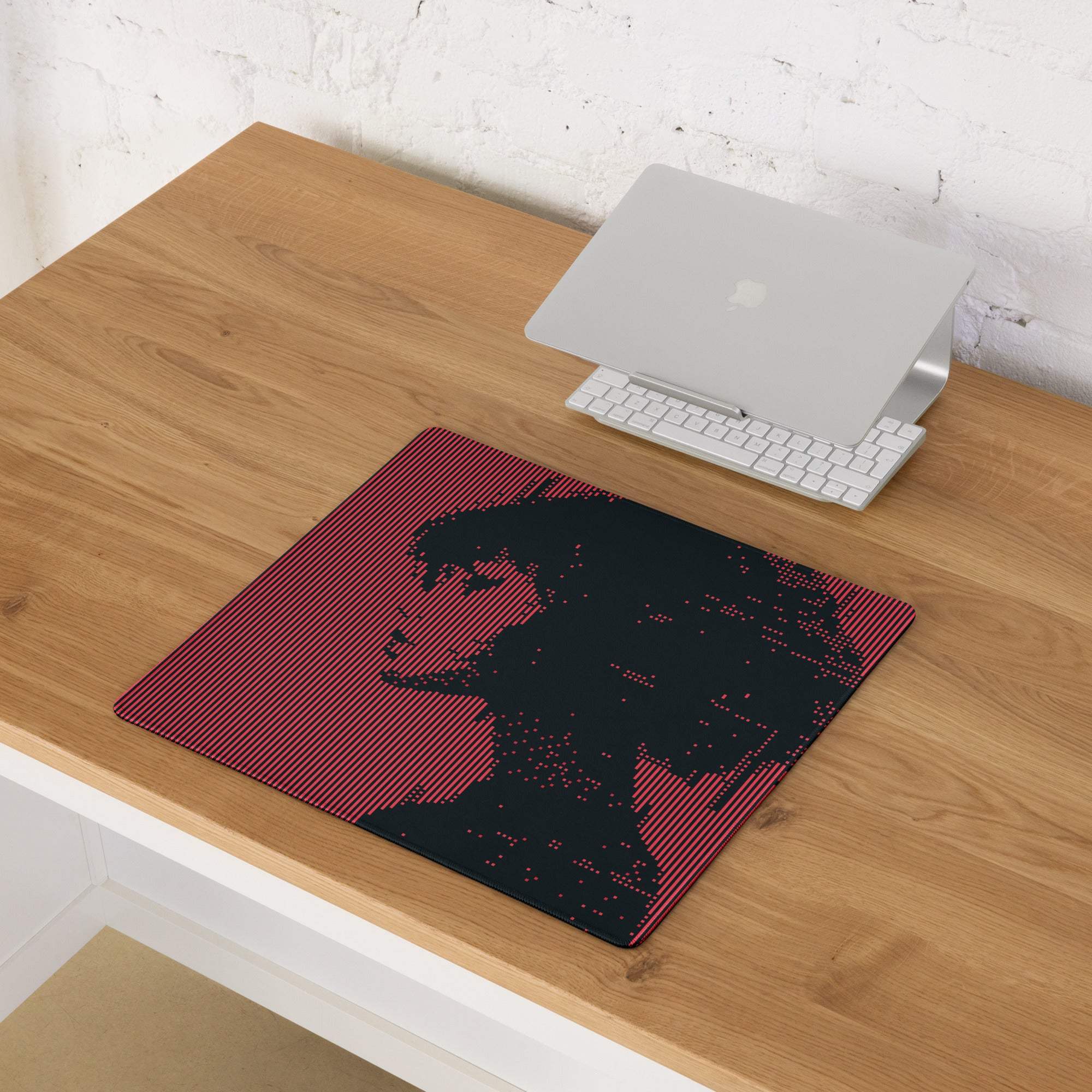 Crimson Stripes Gaming Mouse Pad - Gaming Pad Red Black Desktop Modern Mood Sleek Desk Minimalist Non Slip Digital Print