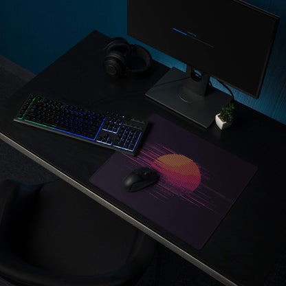 Neon Sunset Pixel Art Pad - Gaming Mouse Pad Neon Pink Purple Orange Desktop Setup Mood Vaporwave Desk Mat Pixel Art
