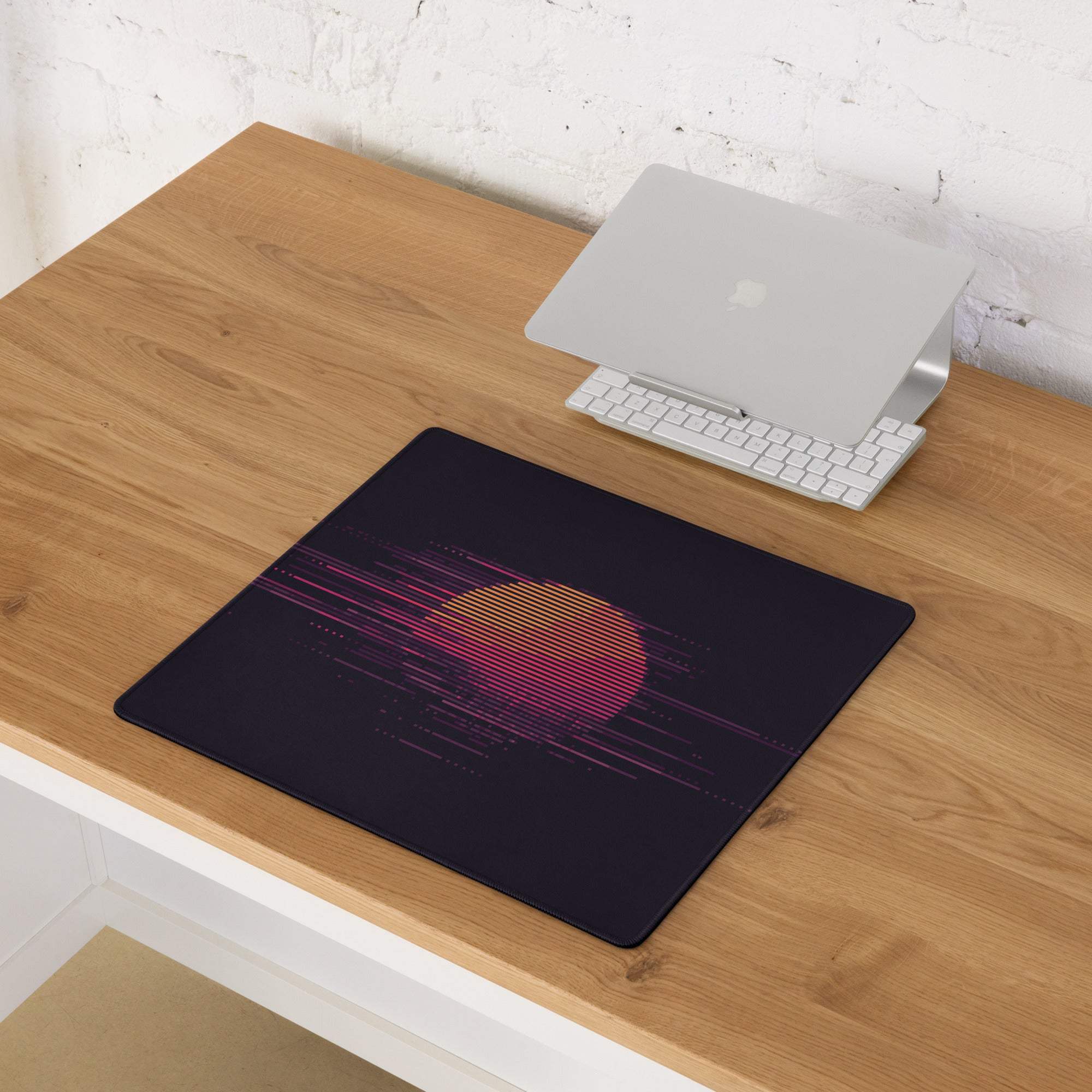 Neon Sunset Pixel Art Pad - Gaming Mouse Pad Neon Pink Purple Orange Desktop Setup Mood Vaporwave Desk Mat Pixel Art