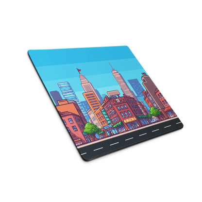 Pixel City Skyline Gaming Mouse Pad - City Skyline Blue Gaming Pixel Art Vibrant Urban Modern Large Desk Pad Non Slip