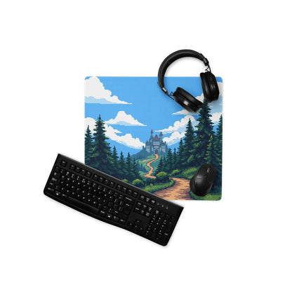 Pixel Forest Adventure Mouse Pad - Gaming Mouse Pad Blue Forest Pixel Art Desk Setup Serene Mood Modern Rustic Game Room Accessory Pixel Art