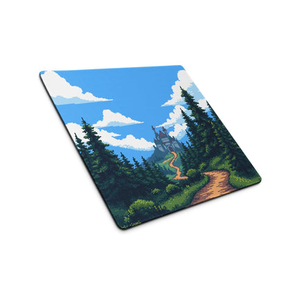 Pixel Forest Adventure Mouse Pad - Gaming Mouse Pad Blue Forest Pixel Art Desk Setup Serene Mood Modern Rustic Game Room Accessory Pixel Art
