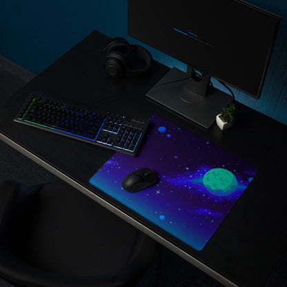 Galaxy Pixel Pro Gaming Mouse Pad - Gaming Mouse Pad Purple Teal Space Pixel Art Mood Cyberpunk Desk Decor Digital Art