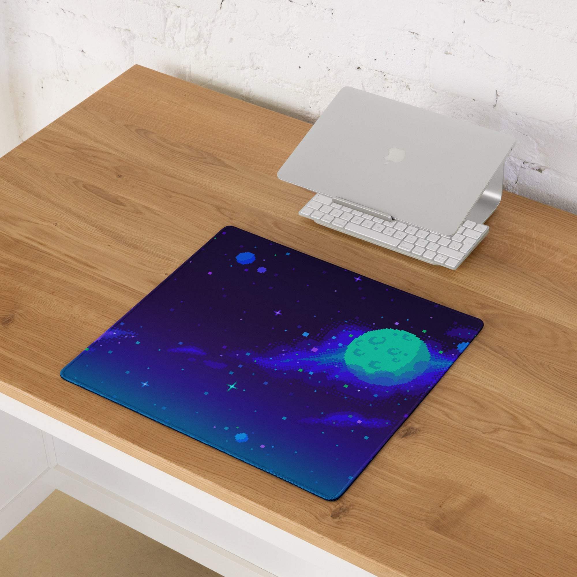 Galaxy Pixel Pro Gaming Mouse Pad - Gaming Mouse Pad Purple Teal Space Pixel Art Mood Cyberpunk Desk Decor Digital Art