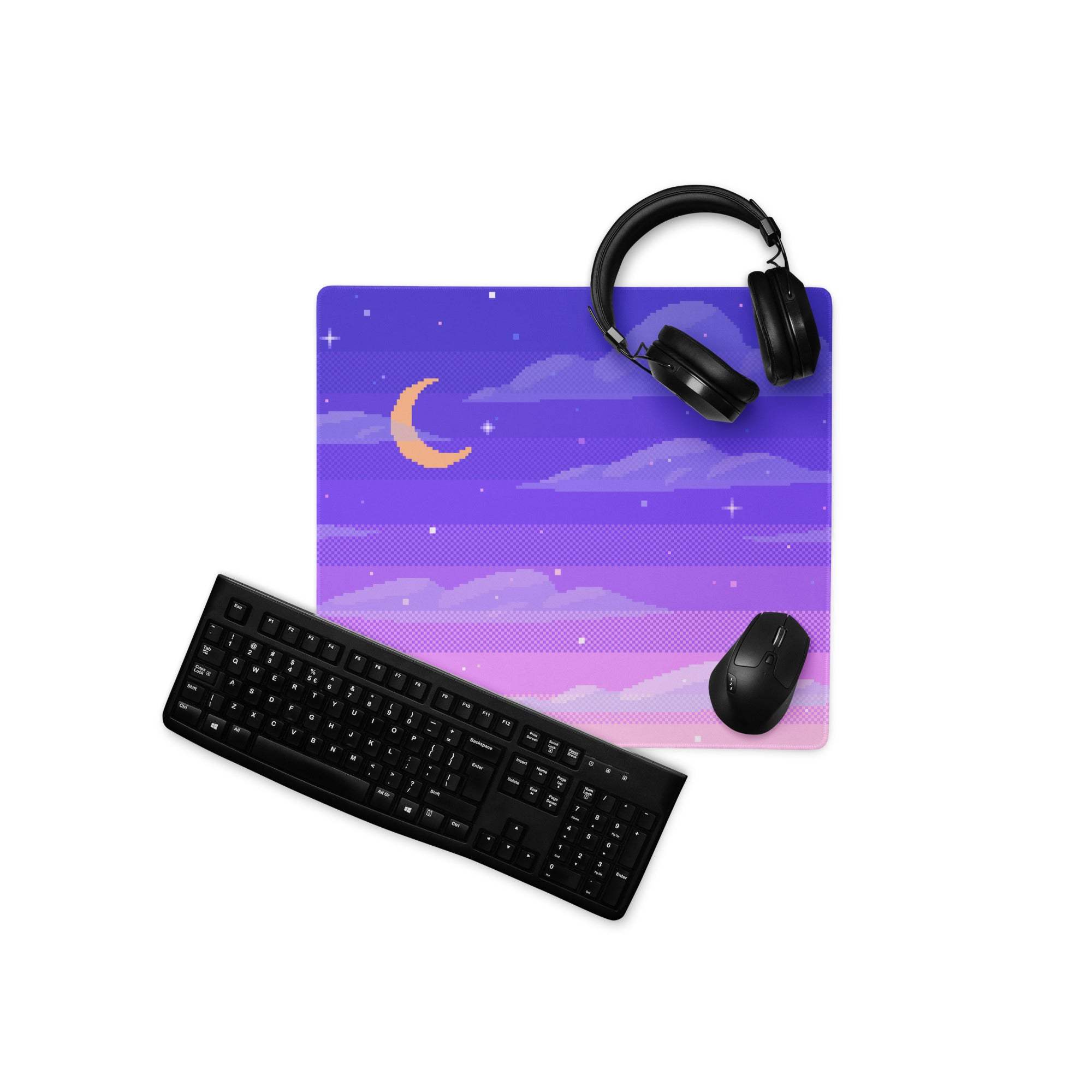 Cosmic Twilight Pixel Art Mouse Pad - Mouse Pad Purple Pink Gaming Pixel Art Dreamy Neon Cyberpunk Large Non Slip