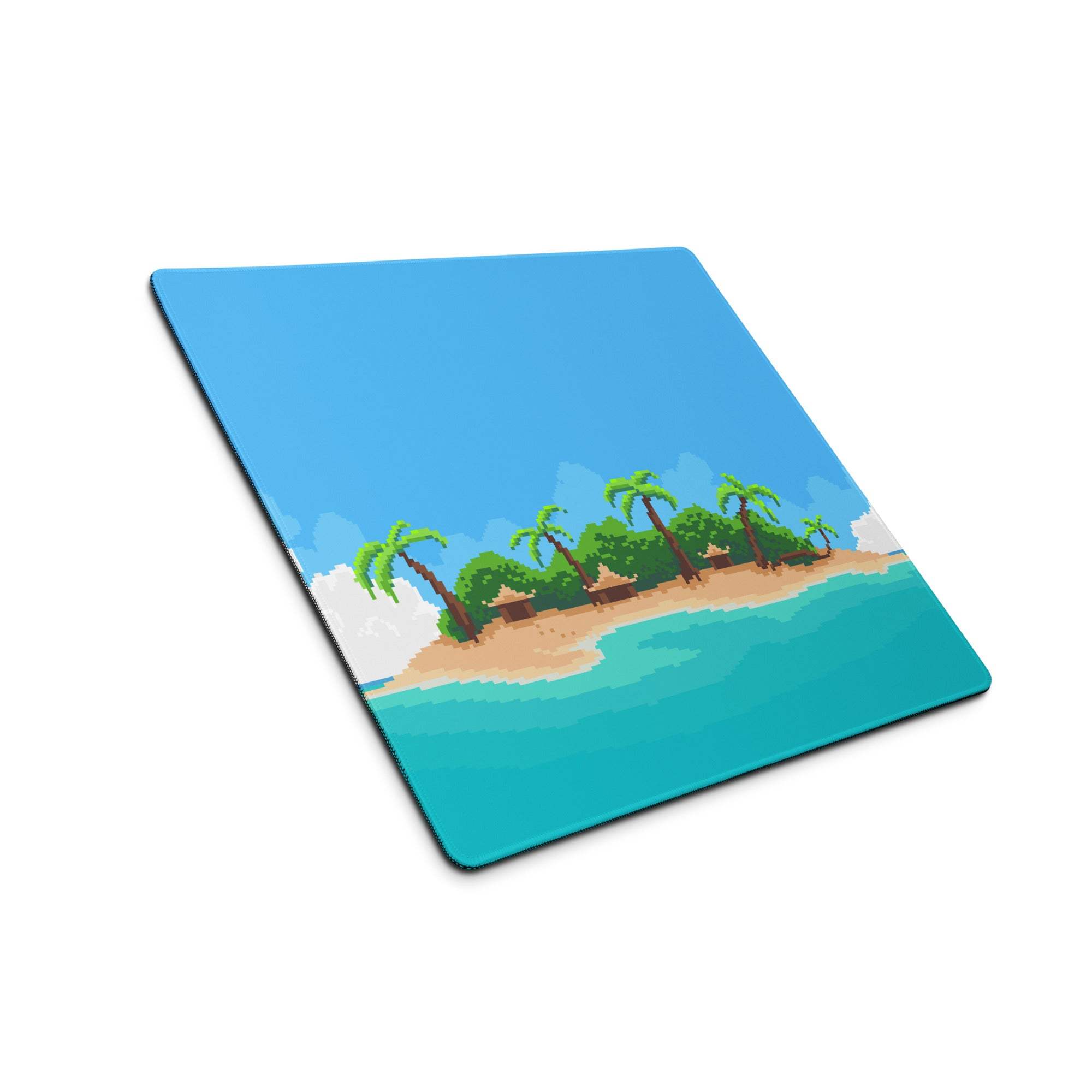 Pixel Oasis Island Gaming Mouse Pad - Island Beach Scene Blue Turquoise Desk Gaming Pixel Art Mood Tropical 8Bit
