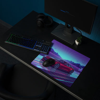 Vaporwave Neon Car Desk Mat - Vaporwave Mouse Pad Purple Blue Desk Retro - Dreamy Neon Mood Gaming Desk Gear Digital Art