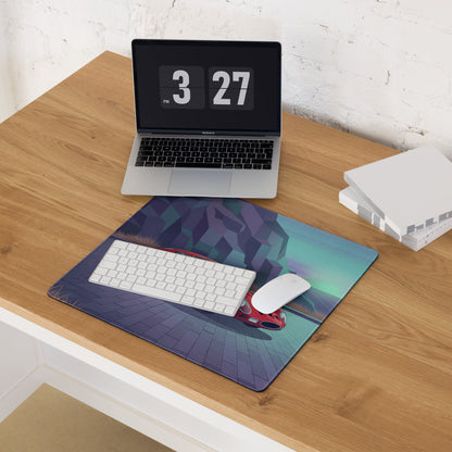 Ferrari 250 GTO Inspired Red Purple Vaporwave Gaming Mouse Pad, Classic Italian Race Car Desk Mat with Retro Futuristic Mountain Road Artwork