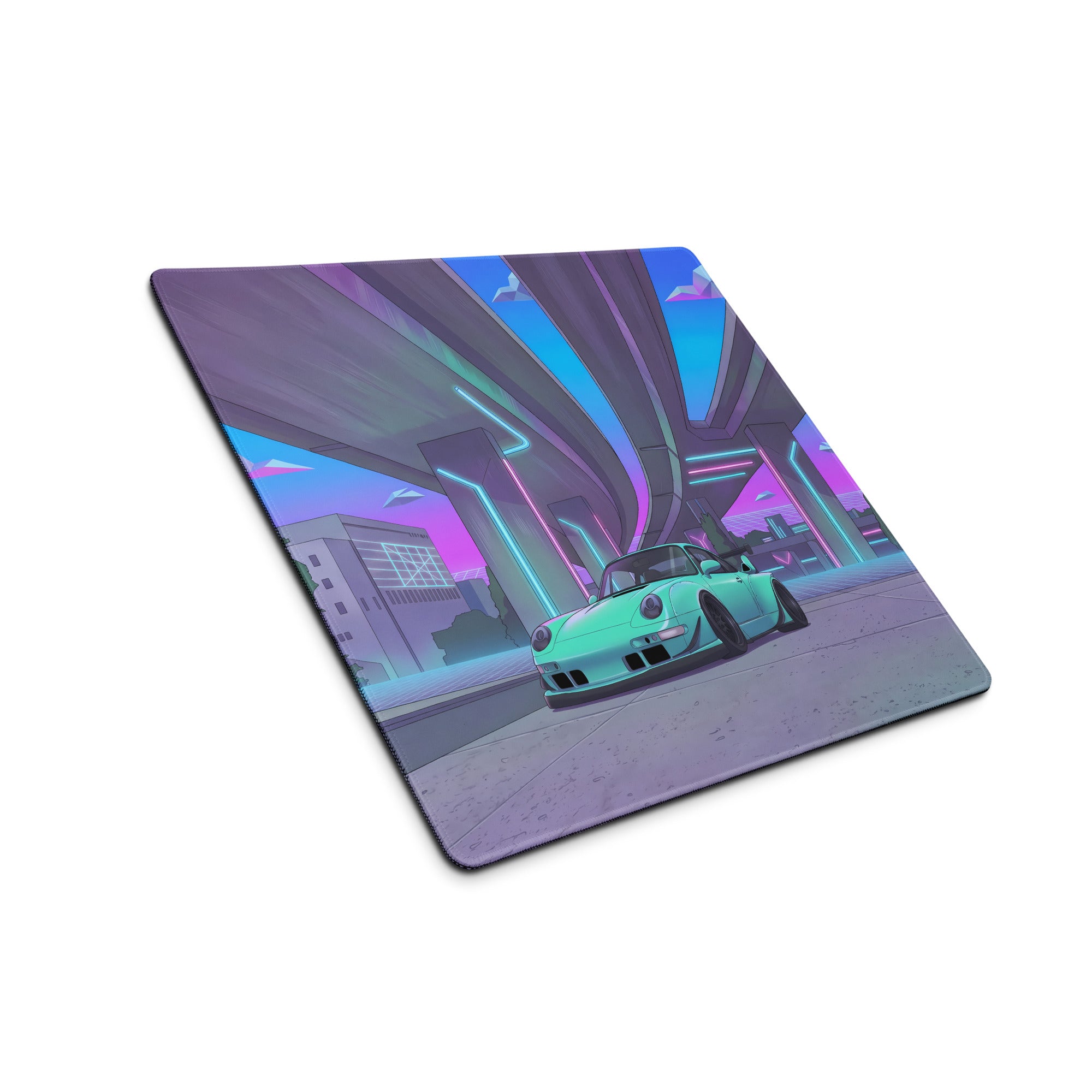 Neon Vaporwave City Mouse Pad - Mouse Pad Neon Pink Purple Blue Gaming Vibrant Retro Synthwave Desk Mat Digital Art