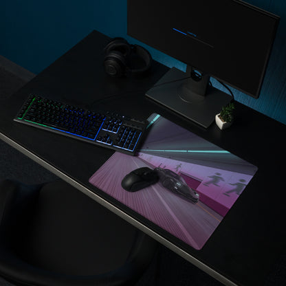 Chevrolet Corvette C5 Z06 Inspired Black Vaporwave Gaming Mouse Pad – Neon Purple Futuristic Tunnel Desk Mat with Cyberpunk Motion Art