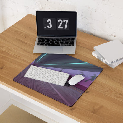 Chevrolet Corvette C5 Z06 Inspired Black Vaporwave Gaming Mouse Pad – Neon Purple Futuristic Tunnel Desk Mat with Cyberpunk Motion Art